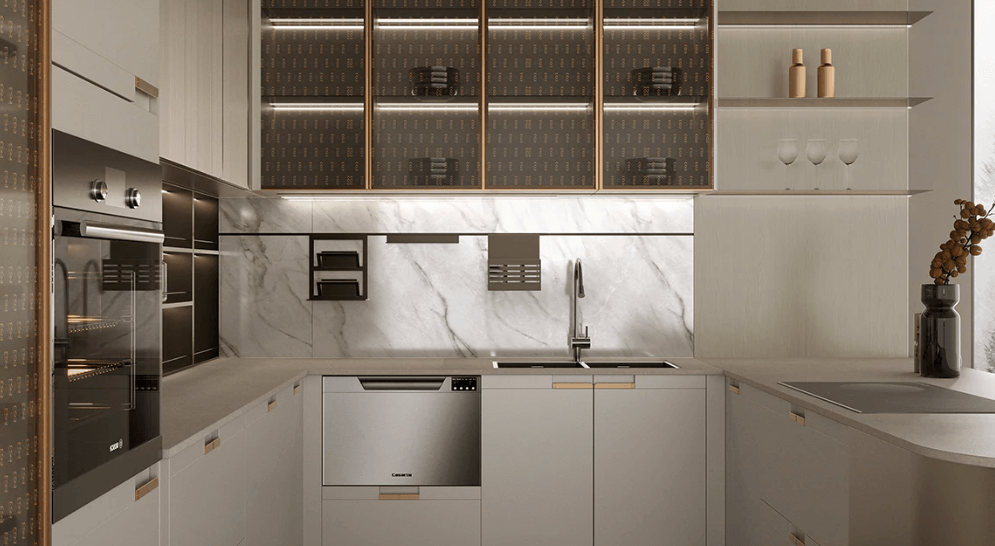 Cabinets with built-in lighting features
